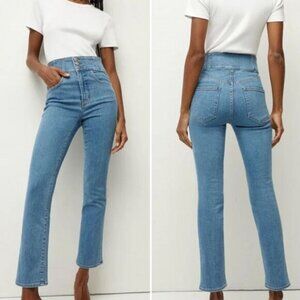 NEW Veronica Beard Denim Carly High Rise Crop Kick Flare Blue Jeans Size 28